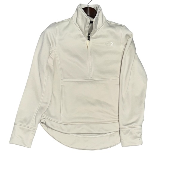 The‎ North Face Pullover Scuba Fleece Quarter Zip Athletic Top Ivory M - Picture 1 of 16